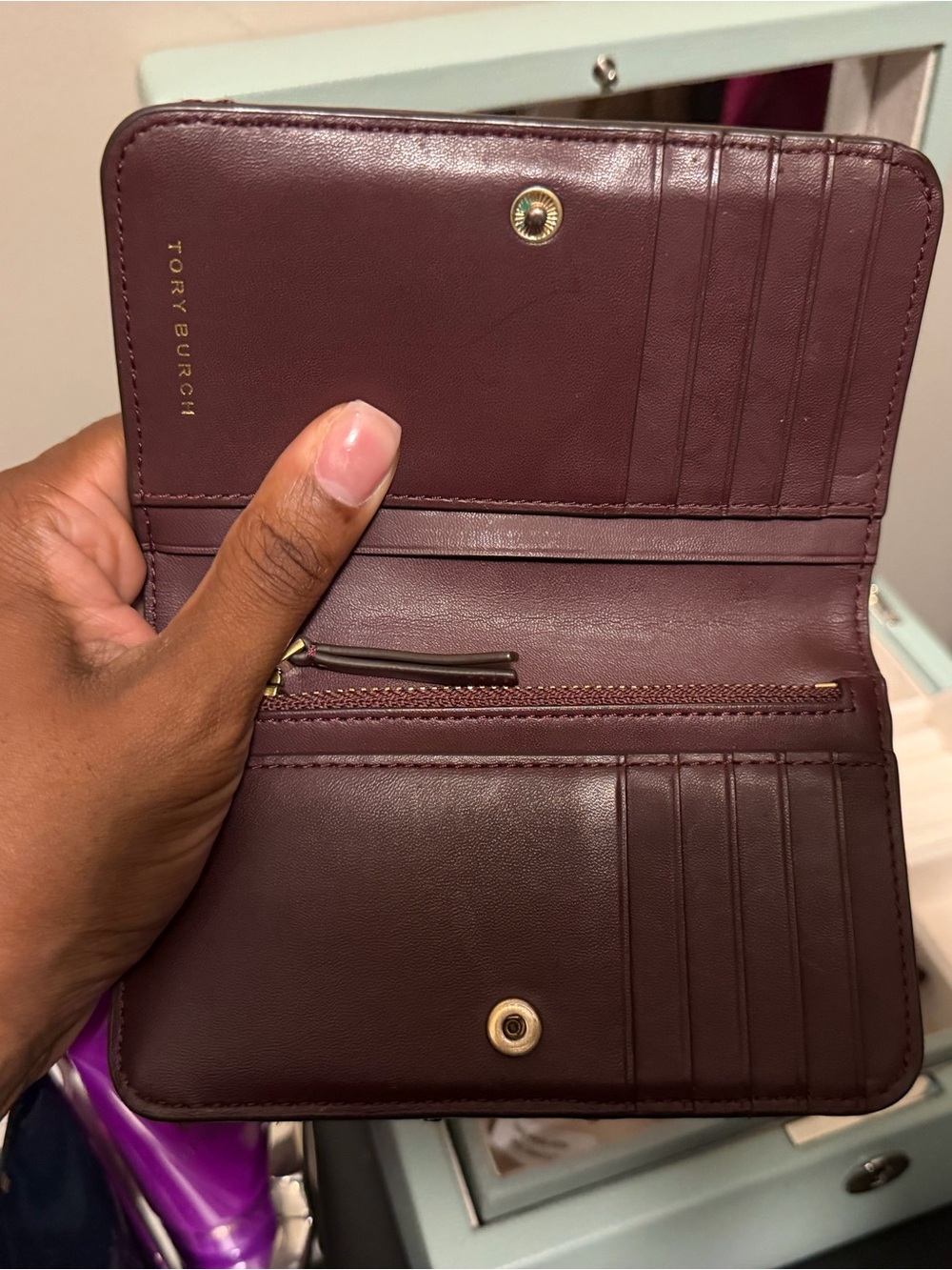 Tory Burch Quilted Shoulder Bag and Wallet in Wine with Gold Hardware - Picture 4 of 4